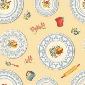 LUNCHEON PLATES LARGE - RETRO KITCHEN COLLECTION (BLUE)