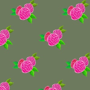 English Garden Roses on Sage — Large