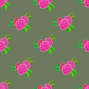 English Garden Roses on Sage — Medium