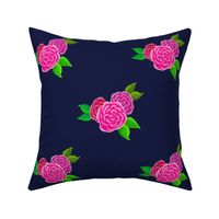 English Garden Roses on Navy — Large