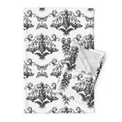 black and white goth damask with moths