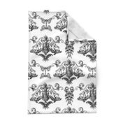 black and white goth damask with moths