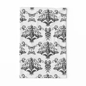 black and white goth damask with moths