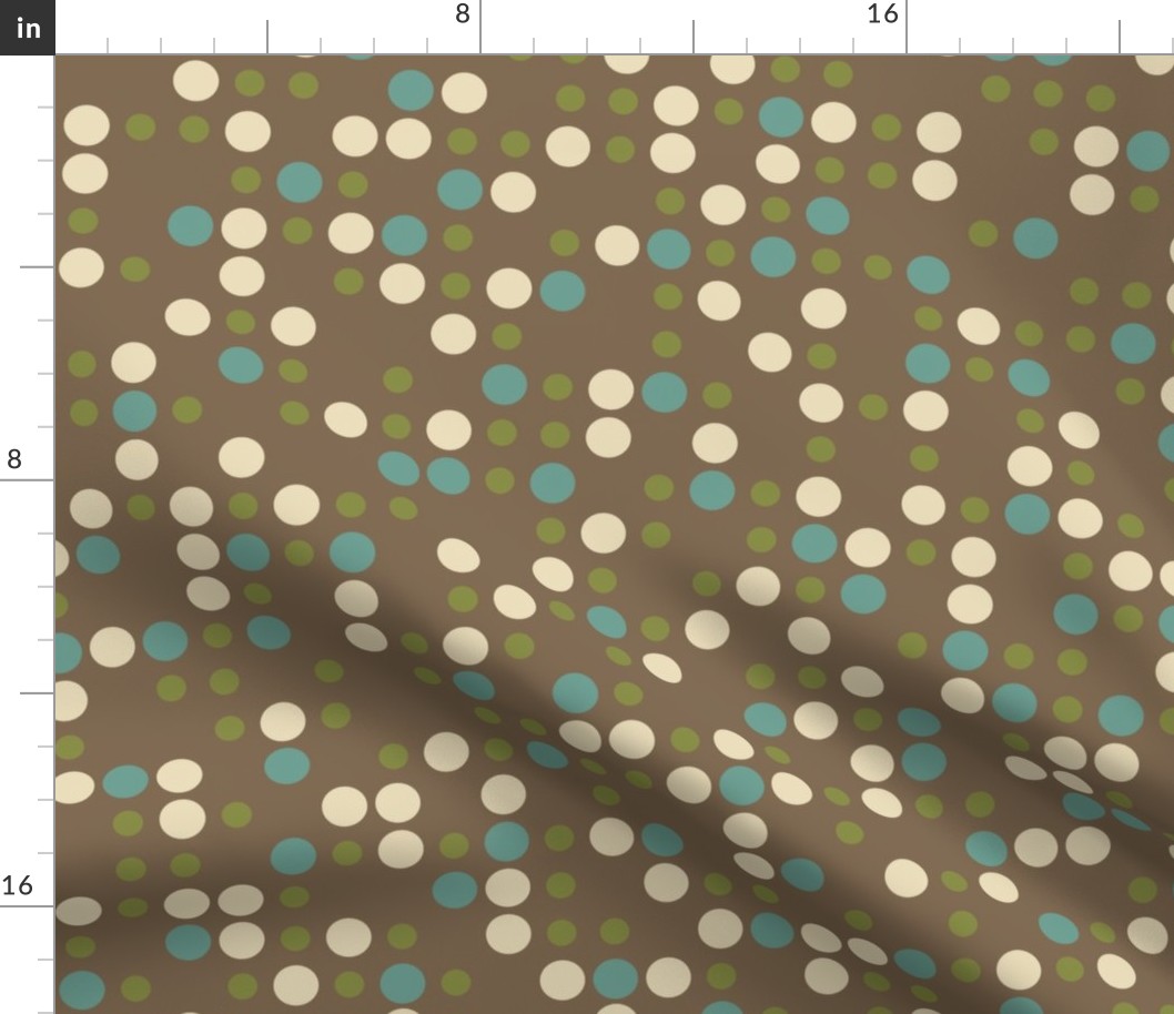 60s Midcentury Polka Dots  -  Brown - Jumbo 