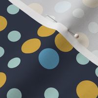 70s Midcentury Polka Dots  - Navy Blue - Jumbo