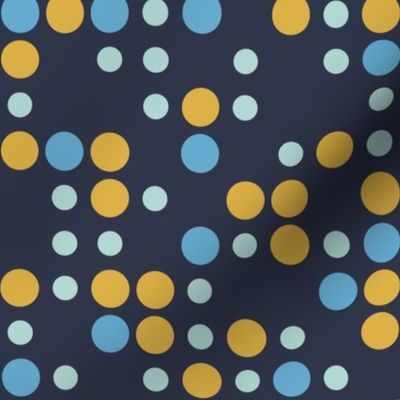 70s Midcentury Polka Dots  - Navy Blue - Jumbo