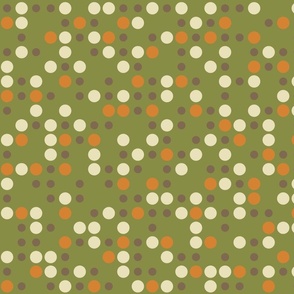 60s Midcentury Polka Dots  -  Olive Green - Jumbo 