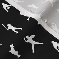 Little League Baseball Silhouettes White on Black by Brittanylane