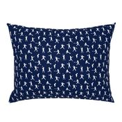 Kids Playing Baseball Silhouettes White on Navy by Brittanylane