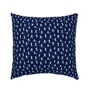 Kids Playing Baseball Silhouettes White on Navy by Brittanylane