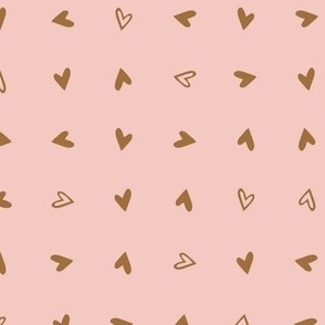 Bronze Hearts on Pink // Large