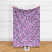 Whimsical Rhomb -  Lilac Gray Magenta Blue Pink Colorful Psychedelic Retro Mood Geometric Pattern - Large