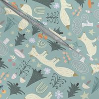 Foxes (9") - woodland baby fox nursery print, forest animals fabric and wallpaper 