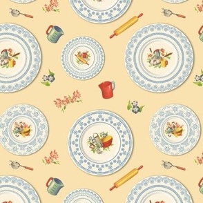 LUNCHEON PLATES SMALL - RETRO KITCHEN COLLECTION (BLUE)