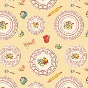 LUNCHEON PLATES SMALL - RETRO KITCHEN COLLECTION (RED)