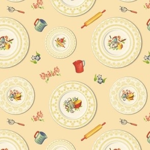 LUNCHEON PLATES SMALL - RETRO KITCHEN COLLECTION (YELLOW)