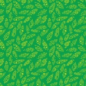 green leaves wit floral doodle by rsunki_malunki