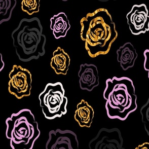 Colorful Vibrant Hand Drawn Abstract Roses