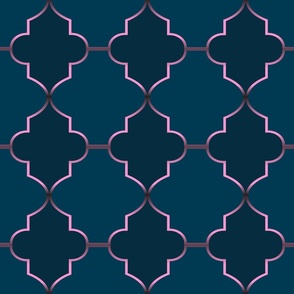 Exotic, Oriental Blue Moroccan Traditional Pattern 