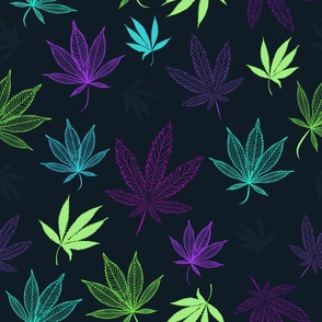 Colorful, Neon Weed Pattern in Vibrant Colors