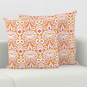 Reverse Fuschia and Orange Bloom Ikat 