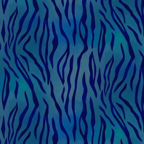 Blue Tiger Stripes Fabric, Wallpaper and Home Decor