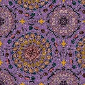 Maximalist Folk Art Floral Quilt ORCHID PURPLE