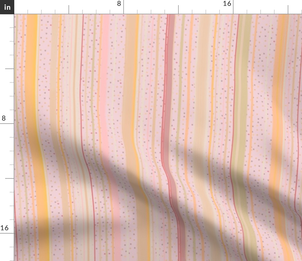 Maximalist Folk Art Floral Quilt  Collection - STRIPES + STARS - COTTON CANDY PINK