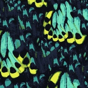 LG Butterfly Wings Blue Green Teal Yellow Black Large Scale