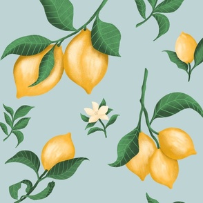 Botanical Lemons Mediterranean inspired Print 