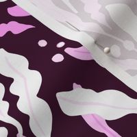 Abstract botanical leaves large scale, purple white