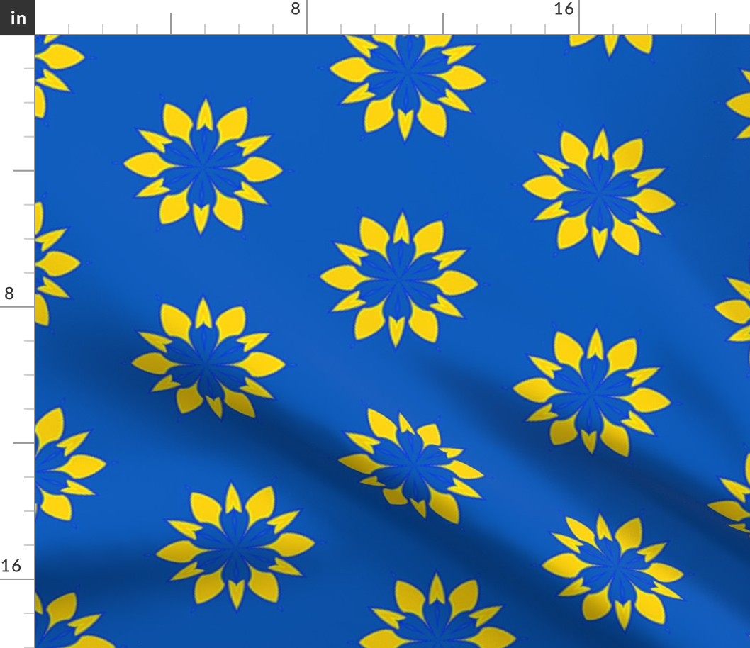  Blue and Yellow  For Peace Floral Pattern | Medium Scale