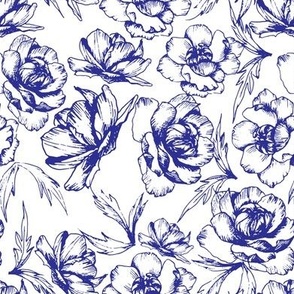 botanical pattern in toile de jouy style