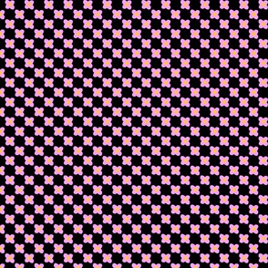 Retro Pink Flower Check on Black — XSmall