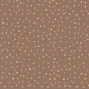 Maximalist Folk Art Floral Quilt  Collection - STARS - MOCHA - CHOCOLATE BROWN