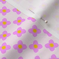 Retro Pink Flower Checks on Blush — XSmall