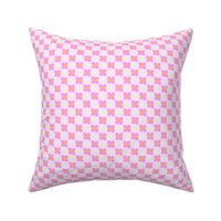 Retro Pink Flower Checks on Blush — XSmall