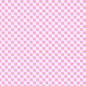 Retro Pink Flower Checks on Blush — XSmall