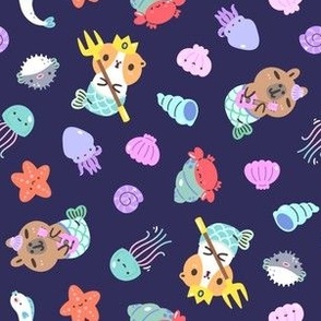 Bubu and Moonch, Under the Sea Pattern in Blue, Small 
