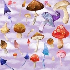 Mixed Mushrooms purple clouds