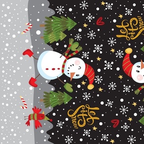 Tea Towel-Festive Snowmen-D