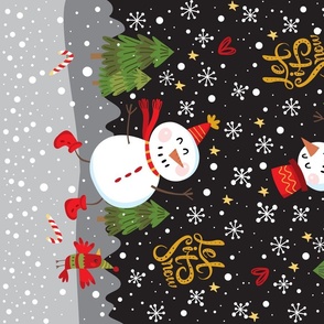 Tea Towel-Festive Snowmen-C