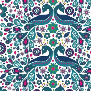 Colorful Peacock Scandi Design - Medium Scale