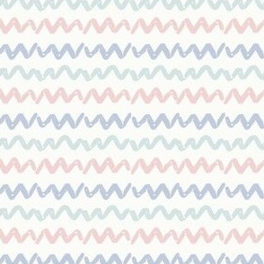 Zig zag ric rac chevron horizontal stripes pink, blue, aqua pastels // Medium