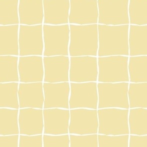 Hand drawn windowpane grid squares white lines on yellow