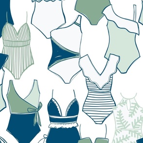 Blue and Green Bathing Suits | Swim suits | Laundry Room | Beach House | Coastal