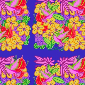 Maximalist Tropical Flowers and Hummingbirds