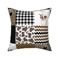 Farm//Love you till the cows come home//Black Brown w/ Brown Cow - Wholecloth cheater Quilt