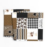 Farm//Love you till the cows come home//Black Brown w/ Brown Cow - Wholecloth cheater Quilt