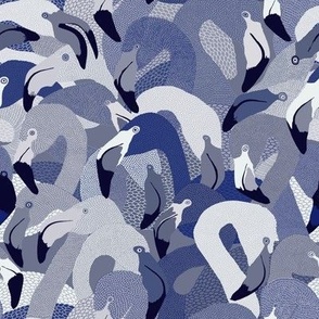 Flamingoes in Grey & Violet - LARGE